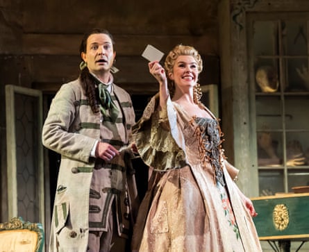 Charles Rice (Figaro) and Anna Devin (Rosina) in The Barber of Seville at the London Coliseum.
