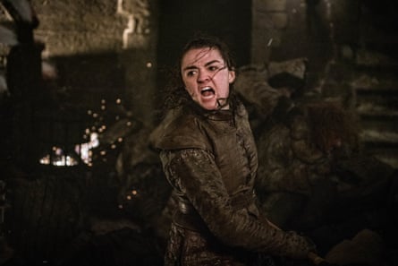 Maisie Williams in an action scene from the series