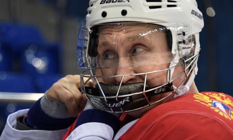 Vladimir Putin, pictured at a hockey training session at the Shayba Olympic stadium in Sochi