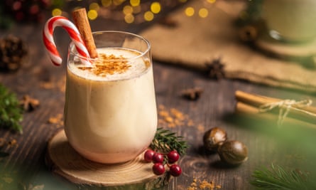 Glass of eggnog Christmas drink