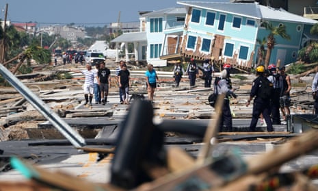 Residents and rescuers amid the storm wreckage in Mexico Beach, Florida.
