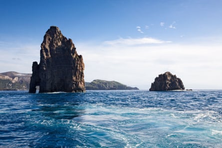 Rocky pinnacles in sea
