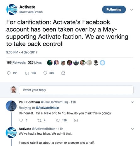 Activate’s Twitter account makes a counter-claim