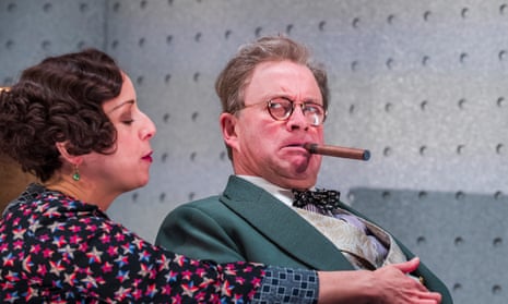 Survival of the dumbest … Claudie Blakley and Harry Enfield in Once in a Lifetime at the Young Vic, London.
