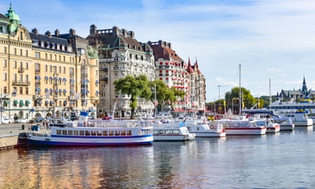 Stockholm, Sweden, Beautiful architecture and boat of Stockholm.