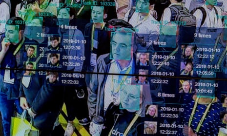 A live demonstration uses artificial intelligence and facial recognition in dense crowd spatial-temporal technology at the Horizon Robotics exhibit at the Las Vegas Convention Center during CES 2019 in Las Vegas on 10 January 2019