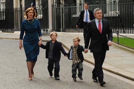 Leader of Britain’s ruling Labour Party, Gordon Brown, his wife Sarah and children John and James, walk to his car, after he annouced his resignation as Prime Minister, in Downing Street, central London on 11 May 2010