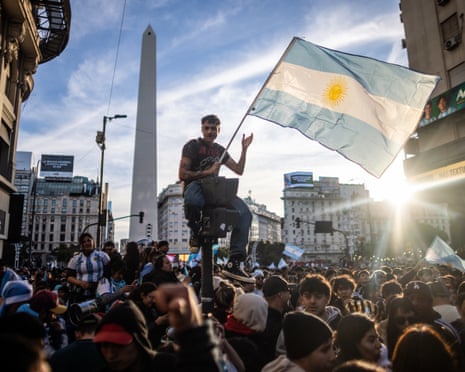Fans celebrate Argentina's victory over Egypt in Buenos Aires