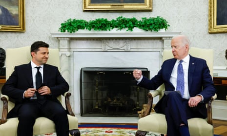 Joe Biden with Volodymyr Zelenskiy at the White House in September last year. Biden said: ‘I applaud the Congress for sending a clear bipartisan message to the world.’