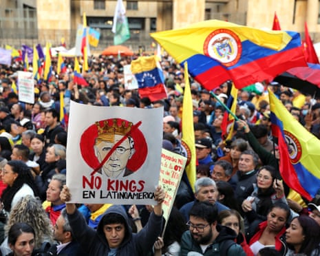 Supporters of Colombian president Gustavo Petro rally in Bogotá