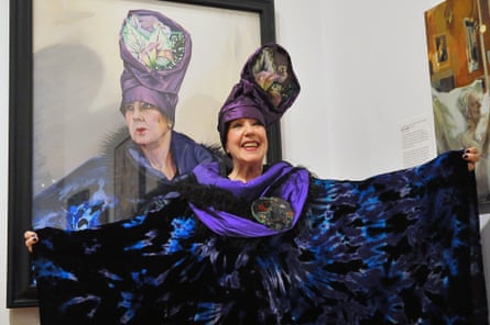 Molly Parkin with a painting by Darren Coffield at the National Portrait Gallery, London, in 2010.