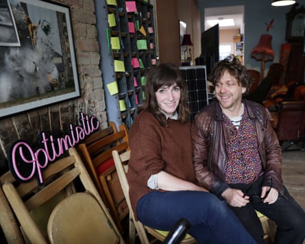 Dan Edelstyn and Hilary Powell in their house.