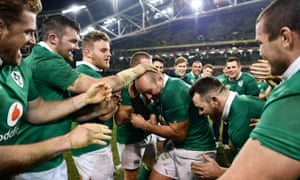 Rory Best is congratulated on his 100th cap