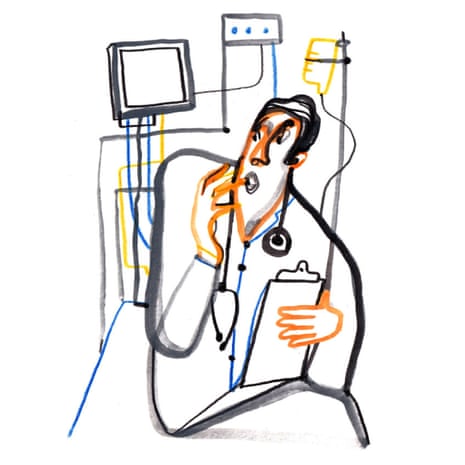 Illustration showing a doctor under pressure in a hospital