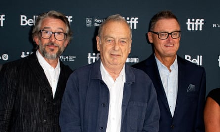 Steve Coogan, Stephen Frears and Jeff Pope attend the premiere of The Lost King at the Toronto Film Festival in 2022