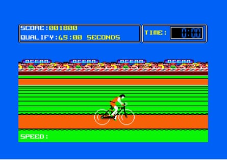 A brightly coloured scene from an old fashioned computer game.