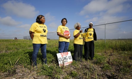 Lavigne, with, from left, Myrtle Felton, Gail LeBoeuf and Rita Cooper, members of Rise St James, campaigning last year against a proposed $9.4bn chemical plant owned by a Taiwanese company.