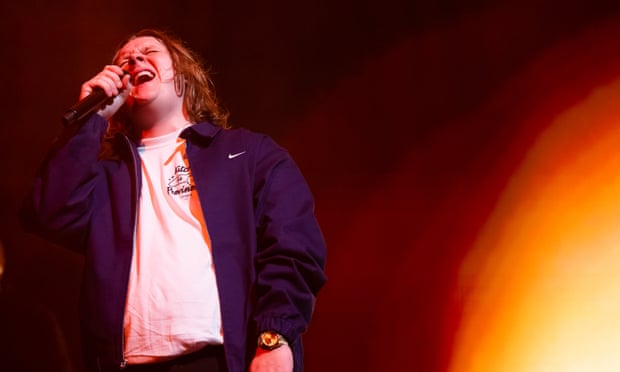 ‘He could be your mate at pub karaoke’… Lewis Capaldi performs at London’s O2 Arena.