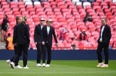 Manchester United players before the match at Wembley