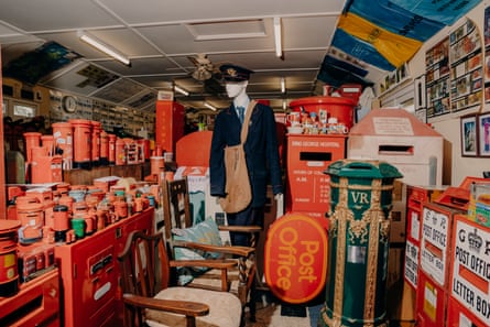 Postboxes and related accessories at the Isle of Wight Postal Museum, February 2026