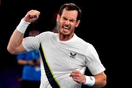 Andy Murray celebrates victory against Italy’s Matteo Berrettini.