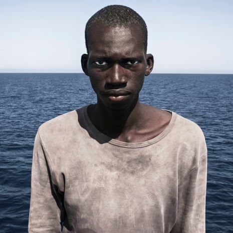 Amadou Sumaila photographed by César Dezfuli, 20 nautical miles off the Libyan coast – this year’s winning portrait.