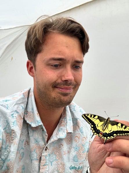 George Hancock with a swallowtail