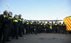 Riot police forming a semi circle