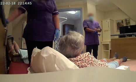 A hidden camera reveals abuse by care home staff of dementia patient Ann King.