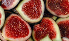 Macro photograph of cut ripe figs