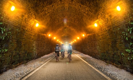 An impression of how a cycle path through the disused Queensbury rail tunnel could look