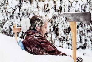 Jack Nicholson sitting in snow