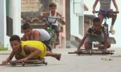 Inches from injury … kids at play in Havana.