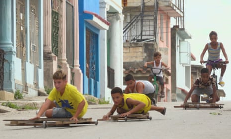 Inches from injury … kids at play in Havana.