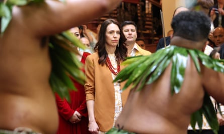 Jacinda Ardern is welcomed to the ceremony