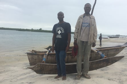 Fishermen Ibrahim Chamume and Ramadan Hamis on the beach at Mlingotini