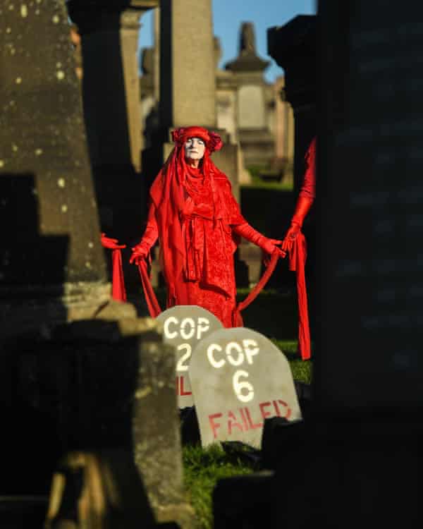 Extinction Rebellion activists hold a funeral for Cop26 on November 13, 2021 in Glasgow.