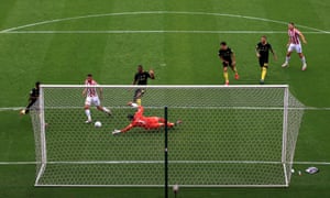 Stoke’s Lee Gregory taps home the only goal of the game