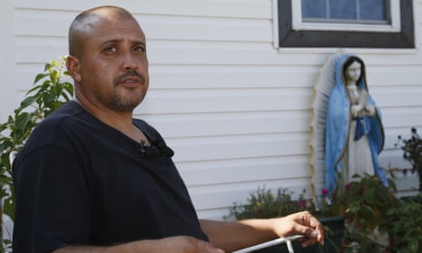 Neighbor Julio Rayos answers questions for the media in Oklahoma City on Wednesday concerning the officer-involved shooting of Magdiel Sanchez on Tuesday night.