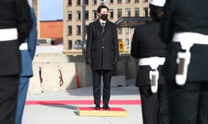 Covid live news: cases increase in 75% of UK local authorities; France reports sharp rise in cases 4 Canada’s prime minister, Justin Trudeau, stands during the playing of the nation anthem at the Senate of Canada in Ottawa, Ontario, today.