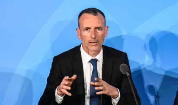 CEO of Danone Emmanuel Faber speaks at the Climate Action Summit at the UN in New York in 2019.