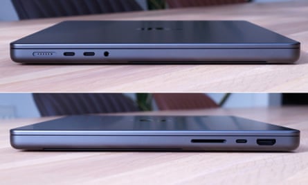 The ports in the sides of the MacBook Pro M4.