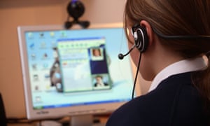Young girl having web chat on MSN