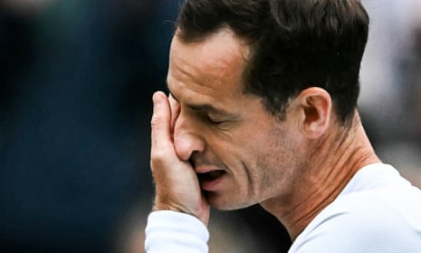 Andy Murray cries as he delivers a speech during a farewell ceremony to celebrate his last Wimbledon on 4 July.