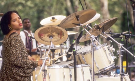 Terri Lyne Carrington performs with Cassandra Wilson’s band at Central Park SummerStage, New York.