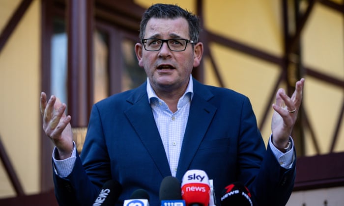 Victorian premier Daniel Andrews addressing the media