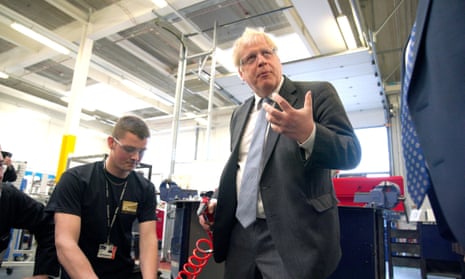 Boris Johnson during a campaign visit to Burnley College sixth form centre