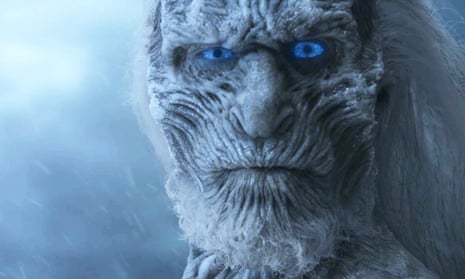 a white walker from game of thrones with very blue eyes