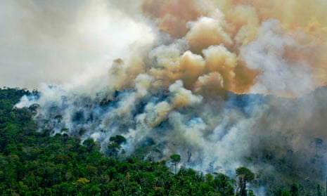 Smoke rises from the Amazon rainforest in Brazil