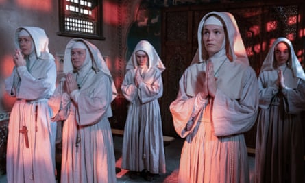 WARNING: Embargoed for publication until 00:00:01 on 05/12/2020 - Programme Name: Black Narcissus - TX: 29/12/2020 - Episode: Black Narcissus - Ep 3 (No. n/a) - Picture Shows: Sister Adela (GINA McKEE), Sister Briony (ROSIE CAVALIERO), Sister Ruth (AISLING FRANCIOSI), Sister Clodagh (GEMMA ARTERTON), Sister Blanche (PATSY FERRAN) - (C) FX Productions - Photographer: Miya Mizuno